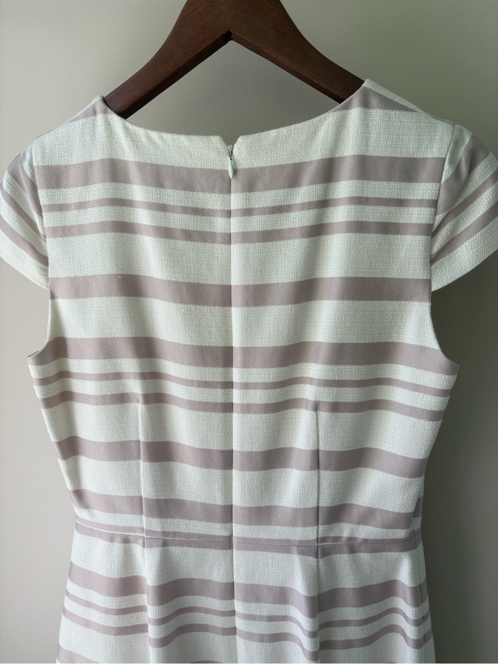 J. Crew Striped Cap-Sleeve Sheath Dress in Blush and White - Picture 6 of 7